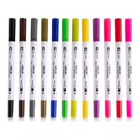 LOKLiK Dual Tip Brush Pens - 12 spalvų