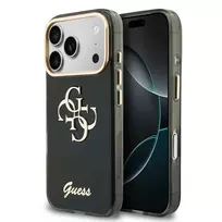 GUESS IML 4G Script Metal dėklas, skirtas iPhone 18 Pro Max / 17 Pro Max - juodas