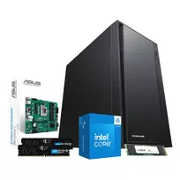 PCBuilder Intel Core i5-14400 Office Master Windows 11 stalinis kompiuteris - 16GB DDR4, 500GB NVMe SSD, Intel UHD Graphics 730, Wi-Fi 6, juodas Mid-Tower