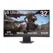 LG UltraGear 32GS60QC-B 31,5 colio QHD VA lenktas žaidimų monitorius 180Hz 1ms FreeSync Premium