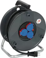 Brennenstuhl 30m IP44 kabelio ritė H07RN-F 3G2.5 su 3 Type E lizdais, šilumine apsauga, mėlyna viela, juoda ritė
