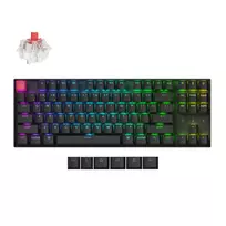 Keychron K8 QMK V2 80% TKL belaidė mechaninė klaviatūra su raudonais jungikliais - juoda
