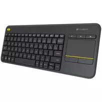Logitech K400 Plus belaidė klaviatūra su jutikliniu kilimėliu - juoda