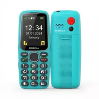 Mobiola MB4120 Turkis Dual SIM telefono aparatas su SOS mygtuku, FM radiju, žibintuvėliu, 1,77 colio TFT ekranu, 0,08 MP kamera, Bluetooth 2.1, 800 mAh baterija