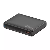 WINX POWER Ultra 140W GaN stalinis įkroviklis - 2x USB-C PD 100W + USB-A QC 22.5W, juodos spalvos