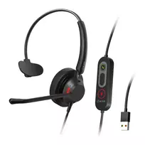 WINX CALL Pro 2 Mono AI triukšmo slopinimo ausinės su USB-A laidu, sukamu mikrofonu ir minkštu PU odos paminkštinimu, juodos