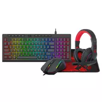 Redragon 4-in-1 žaidimų rinkinys: RGB klaviatūra, pelė, kilimėlis ir ausinės