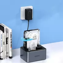 ORICO 6626C3-C-V1 2 diskų prijungimo stotelė su neprisijungus veikiančia klonavimo funkcija 2,5 inch/3,5 inch SATA HDD/SSD - pilka