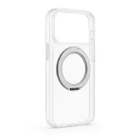Evelatus Apple iPhone 17 Pro hibridinis dėklas su MagSafe PC+TPU 360° metaliniu stoveliu, permatomas