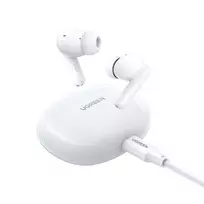 UGREEN HiTune P3 belaidės ausinės su hibridiniu ANC, 35dB triukšmo slopinimu, 4-mic ENC, 30H baterija, IPX5, Bluetooth 5.2, maža delsa, baltos