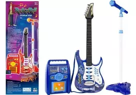 LEAN TOYS vaikiškas gitaros stiprintuvas su mikrofonu ir MP3 įvestimi - 3+ metų muzikos instrumentų rinkinys