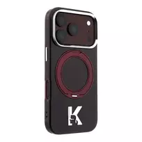 Karl Lagerfeld IML Ring Stand 360 Kameo Metal MagSafe dėklas, skirtas iPhone 18 Pro Max / 17 Pro Max, bordo