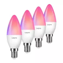LEPRO BC1-EU-4 C37 RGBCW Wi-Fi LED lemputė E14 4,5W 400lm, reguliuojama balta + RGB protinga žvakės formos lemputė