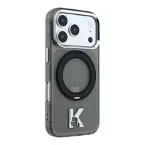 Karl Lagerfeld iPhone 18 Pro / 17 Pro MagSafe IML Ring Stand 360 Kameo Metal dėklas - juodas