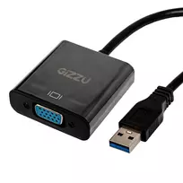 Gizzu USB 3.0 į VGA adapteris – Full HD 1080p išorinis vaizdo keitiklis, USB-A į VGA, maitinamas iš USB, juodas