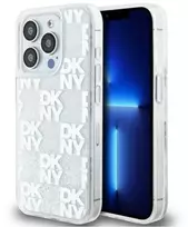 DKNY Apple iPhone 15 Pro Max 6,7 colio kietas dėklas Liquid Glitter Multilogo baltas
