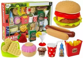 LEAN TOYS Fast Food Hamburger Set | 12 dalių žaidimų maisto rinkinys vaikams