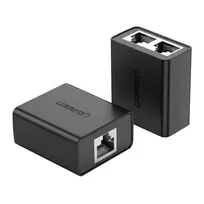 UGREEN RJ45 Splitter Adapter 2 vnt. (juoda) - Ethernet tinklo daliklis, 1x RJ45 kištukas į 2x RJ45 lizdus, 100Mbps, Cat5/Cat5e/Cat6 suderinamas, pasyvus, Plug & Play