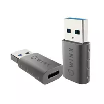 WINX LINK Simple USB į Type-C adapterių dvynių rinkinys (USB-A kištukas į USB-C lizdą, 5Gbps, 15W, Space Grey, 2 vnt.)