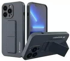 Wozinsky Apple iPhone 13 Pro Max dėklas su atlenkiama kojyte, silikoninis, tamsiai mėlynas