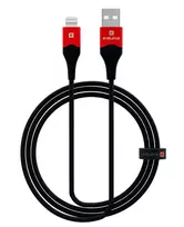 Evelatus Apple Lightning duomenų laidas MFI09 aliuminio korpusas + pynė juoda raudona