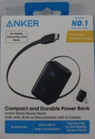 SALE OUT. | Anker Nano Power Bank 45W with Built-In Retractable USB-C Cable | A1638H11 | 10000 mAh | Black | DEMO