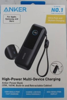 SALE OUT. | Anker Zolo Powerbank | A1695H11 | 25000 mAh | Built-In USB-C and Retractable Cable) | Grey | DEMO