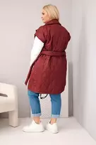 Moteriška Plus Size dygsniuota liemenė su diržu ir apykakle, slyvų spalvos