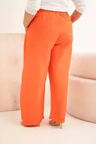 Moteriškos Plus Size medvilninės kelnės su tampriu juosmeniu, oranžinės