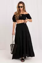 Juodas ilgas boho stiliaus sijonas Italy Moda
