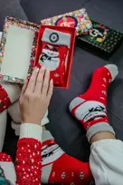Kalėdinės unisex kojinės su sniego seneliu, 1 pora