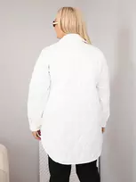 Moteriška Plus Size dygsniuota striukė su apykakle ir kišenėmis, balta