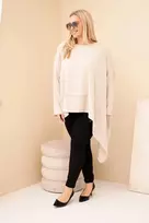 Moteriška Plus Size smėlio spalvos tunika su asimetriniu apačios kraštu