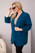 Moteriškas Plus Size švarkas oversize, tamsiai mėlynas