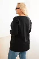 Moteriška Plus Size palaidinė su laivelio formos iškirpte, juodos spalvos
