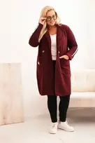 Moteriškas Plus Size paltas su dirbtinio avikailio pamušalu, bordo spalvos