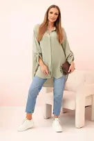 Moteriška oversize palaidinė iš muslino, chaki spalvos