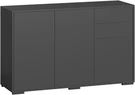 Komoda su 2 stalčiais ir „Push-Click“ mechanizmu, juoda, 117 × 36 × 74 cm