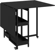 Sulankstomas valgomojo stalas su 2 atlenkiamais šonais, juodas, 133,4 × 80 × 75 cm