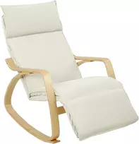 Supamoji kėdė su 5 padėčių kojų atrama ir 105° supimu, kreminės baltos spalvos, 67 × 106 × 92 cm