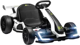 Elektrinis kartingas vaikams su 2 varikliais ir drifto režimu, baltas ir juodas, 120 × 76 × 53,5 cm