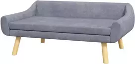 PawHut sofa šunims Stilinga sofa katėms su atlošu ir pagalvėlėmis, skirta vidutinio ir didelio dydžio šunims, aksomas, pilka, 102x58,5x42,5 cm