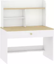 Vaikiškas rašomasis stalas su stalčiumi ir lentynomis, baltos ir medžio imitacijos spalvų, 80 × 50 × 100 cm
