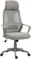 Biuro kėdė su galvos atrama ir supimo funkcija, pilka, 64 x 55 x 116–126 cm