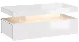 Kavos staliukas su RGB LED juosta ir 2 stalčiais, baltas, 100 × 50 × 40 cm