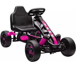 Vaikiškas pedalinis kartingas su laisvosios eigos sistema ir stabdžiu, rožinis, 100 × 59 × 60,5 cm