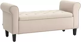 Suoliukas su daiktadėže, smėlio spalvos, 126 × 48,5 × 57 cm