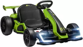 Elektrinis vaikiškas kartingas su driftavimo režimu ir reguliuojama sėdyne, žalias ir juodas, 120 × 76 × 53,5 cm