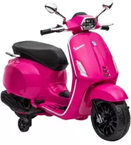 Vaikiškas elektrinis motociklas, licencijuotas Vespa, rožinis, 107 × 47 × 73 cm