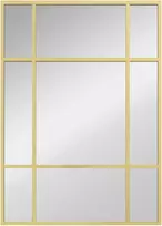 Sieninis veidrodis su metaliniu rėmu ir 9 laukeliais, aukso spalvos, 50 x 2 x 70 cm